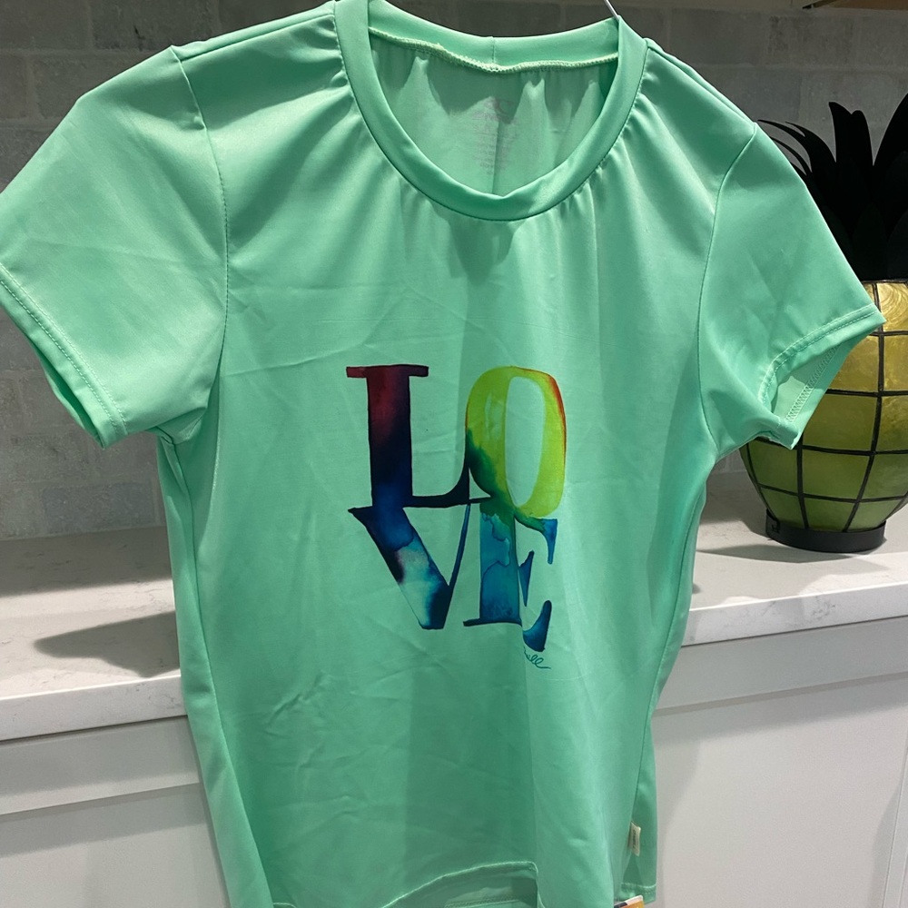 NWT O'Neill Jr Girls Size Small Skins Graphic Rash Tee UPF 50 Mint Green